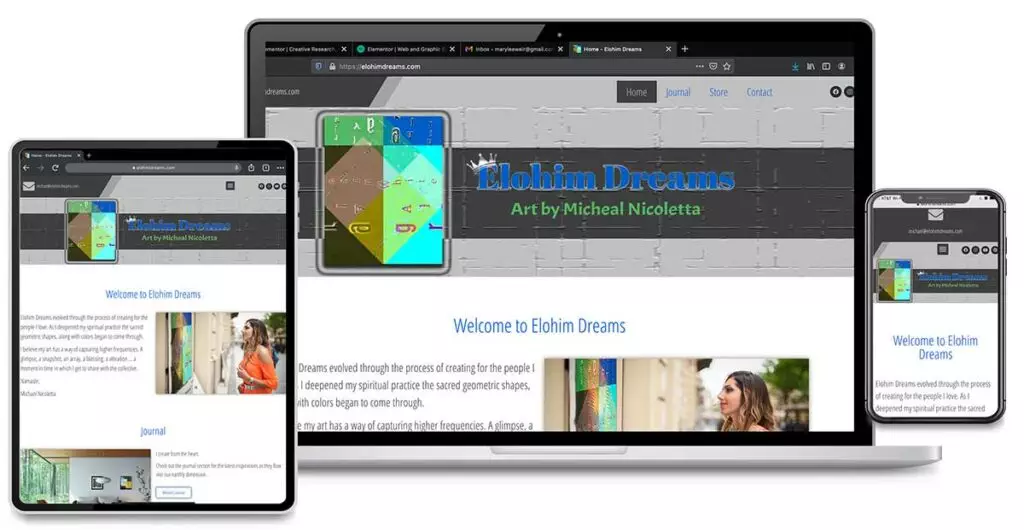 Custom Website Design, Graphic Design and Search Engine Optimization for Elohim Dreams
