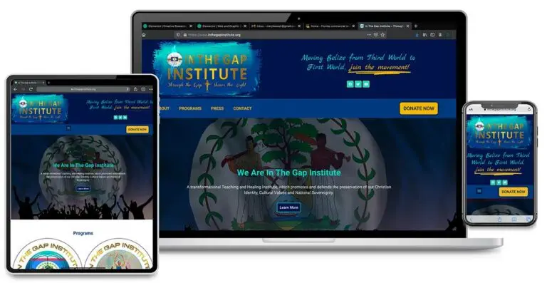 Website Design, Graphic Design, Search Engine Marketing and Search Engine Optimization for In The Gap Institute, Belize, Central America
