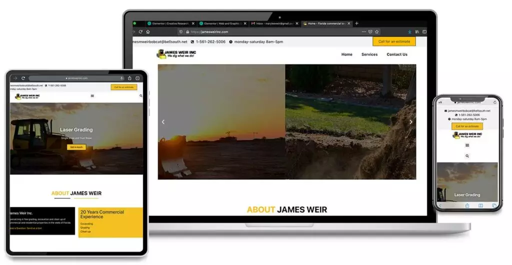 Custom Website Design, Search Engine Optimization and Graphic Design for James Weir Inc.